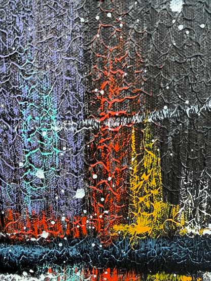 Frisman Vintage NYC Cityscape Painting By Albert ca' 1993 Decor