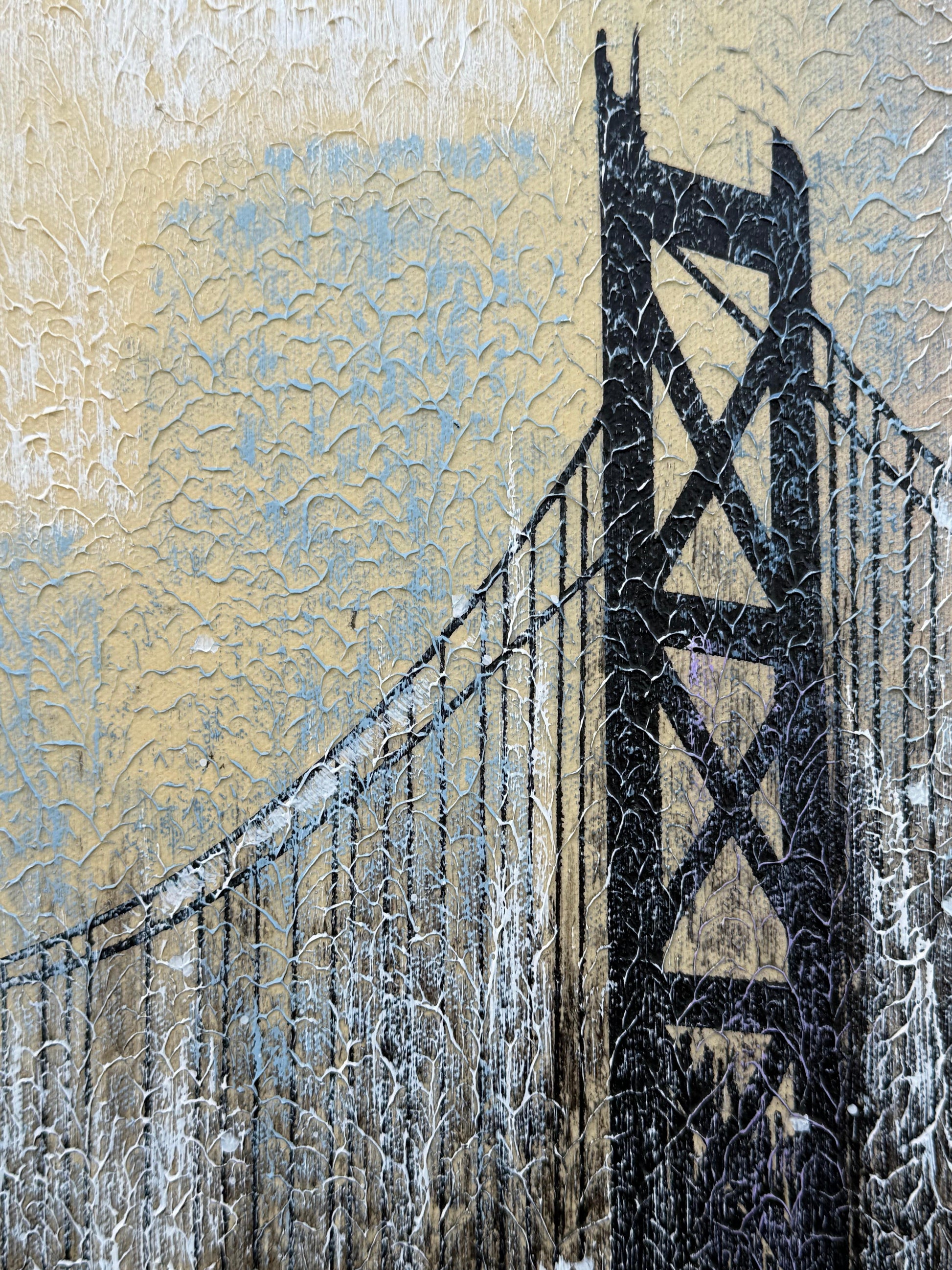 Frisman Vintage NYC Cityscape Painting By Albert ca' 1993 Decor