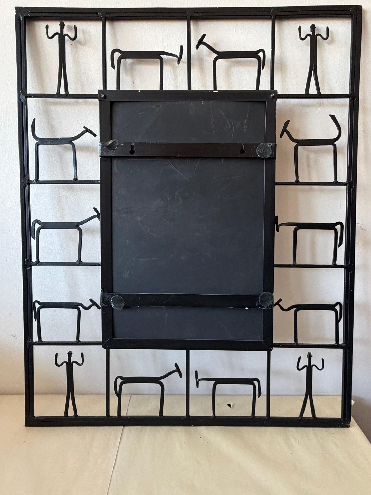 Frisman Vintage Vintage Frederick Weinberg Style Wrought Iron Brutalist Wall Mirror