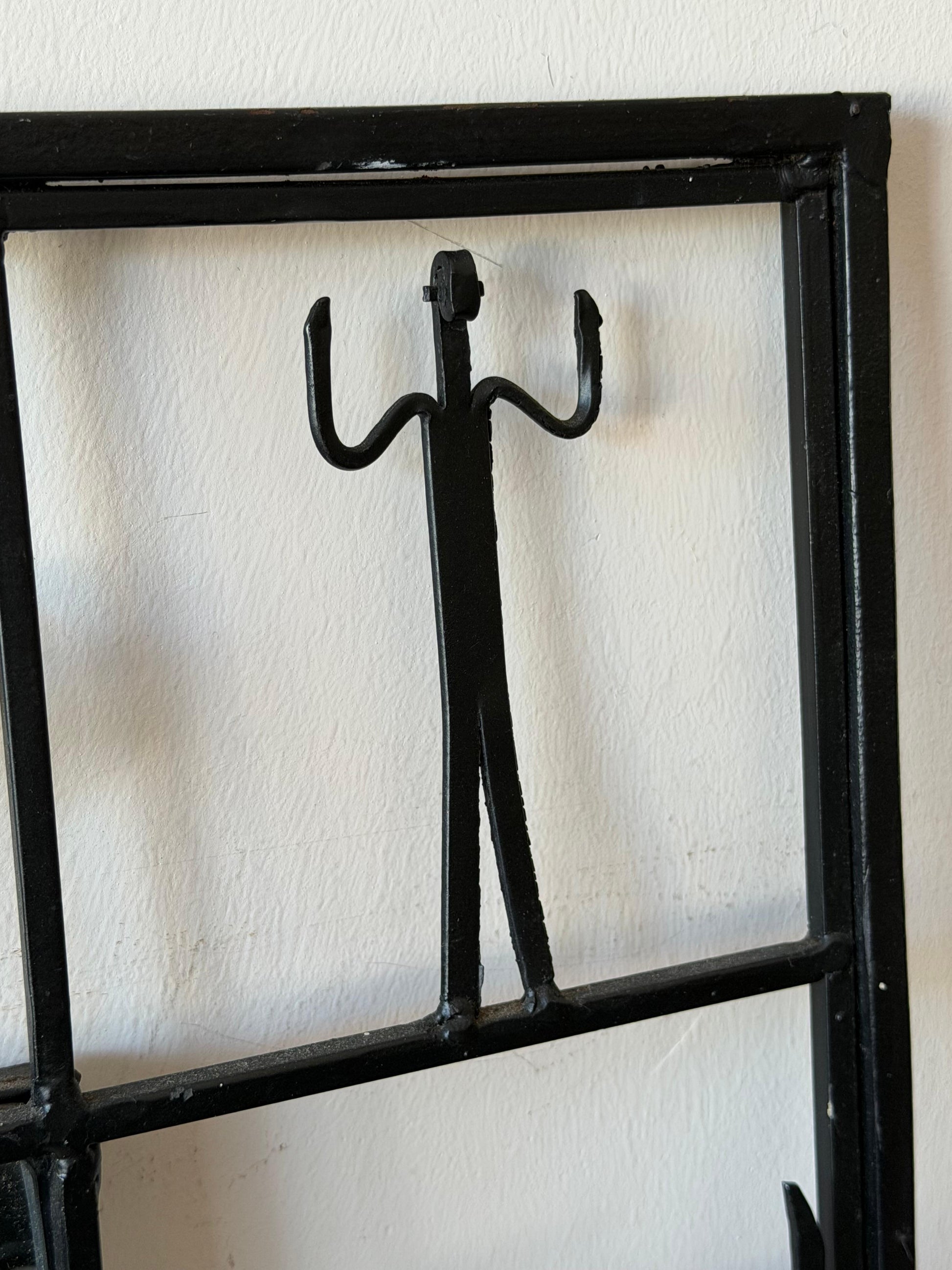 Frisman Vintage Vintage Frederick Weinberg Style Wrought Iron Brutalist Wall Mirror