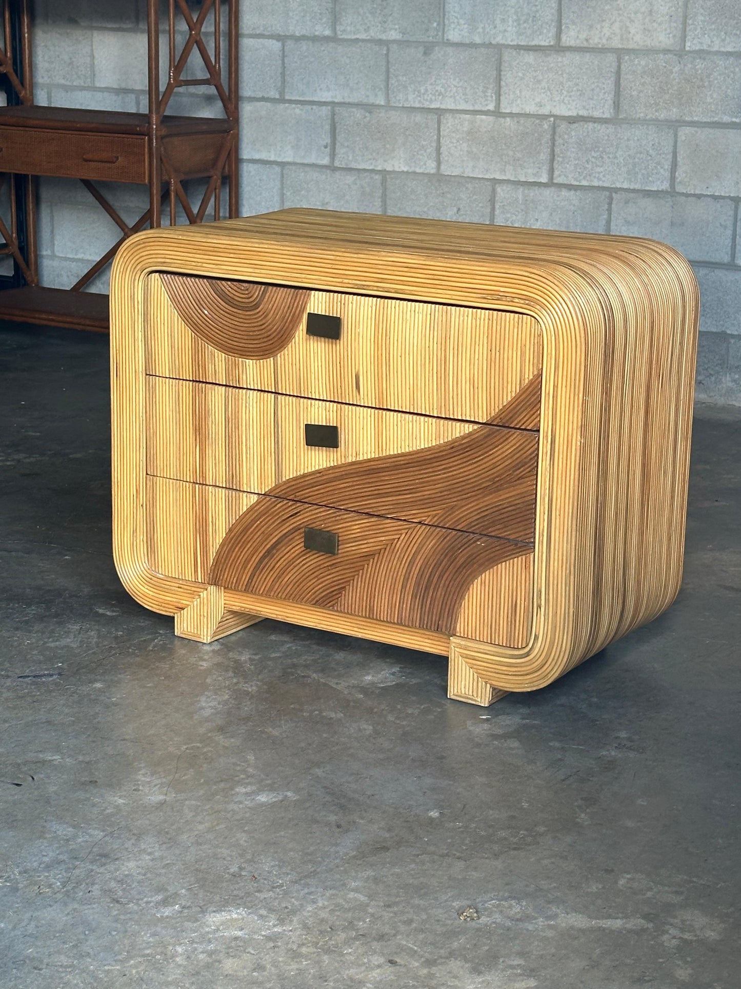 Frisman Vintage Organic Pencil Reed Bamboo Chest After Betty Cobonpue