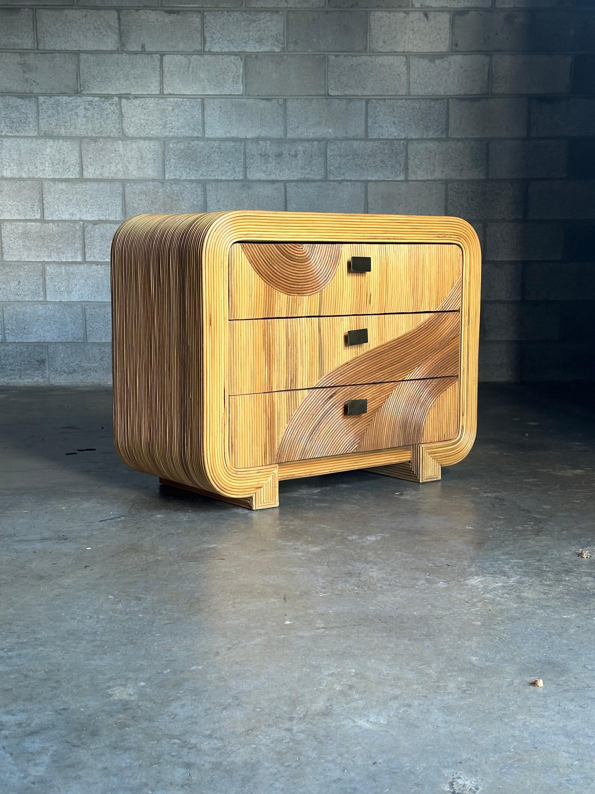 Frisman Vintage Organic Pencil Reed Bamboo Chest After Betty Cobonpue