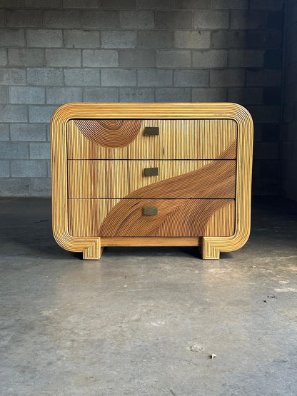 Frisman Vintage Organic Pencil Reed Bamboo Chest After Betty Cobonpue