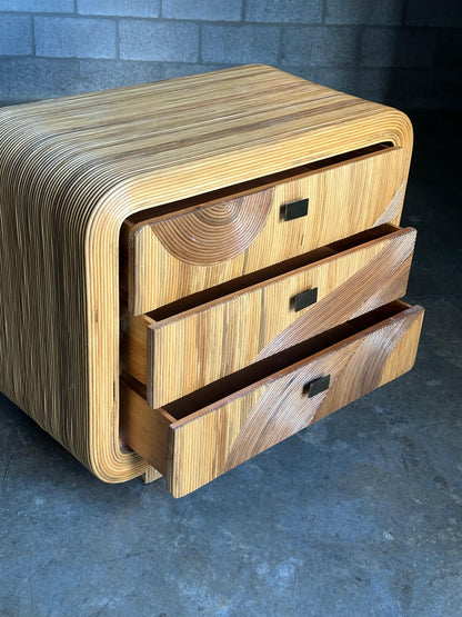 Frisman Vintage Organic Pencil Reed Bamboo Chest After Betty Cobonpue