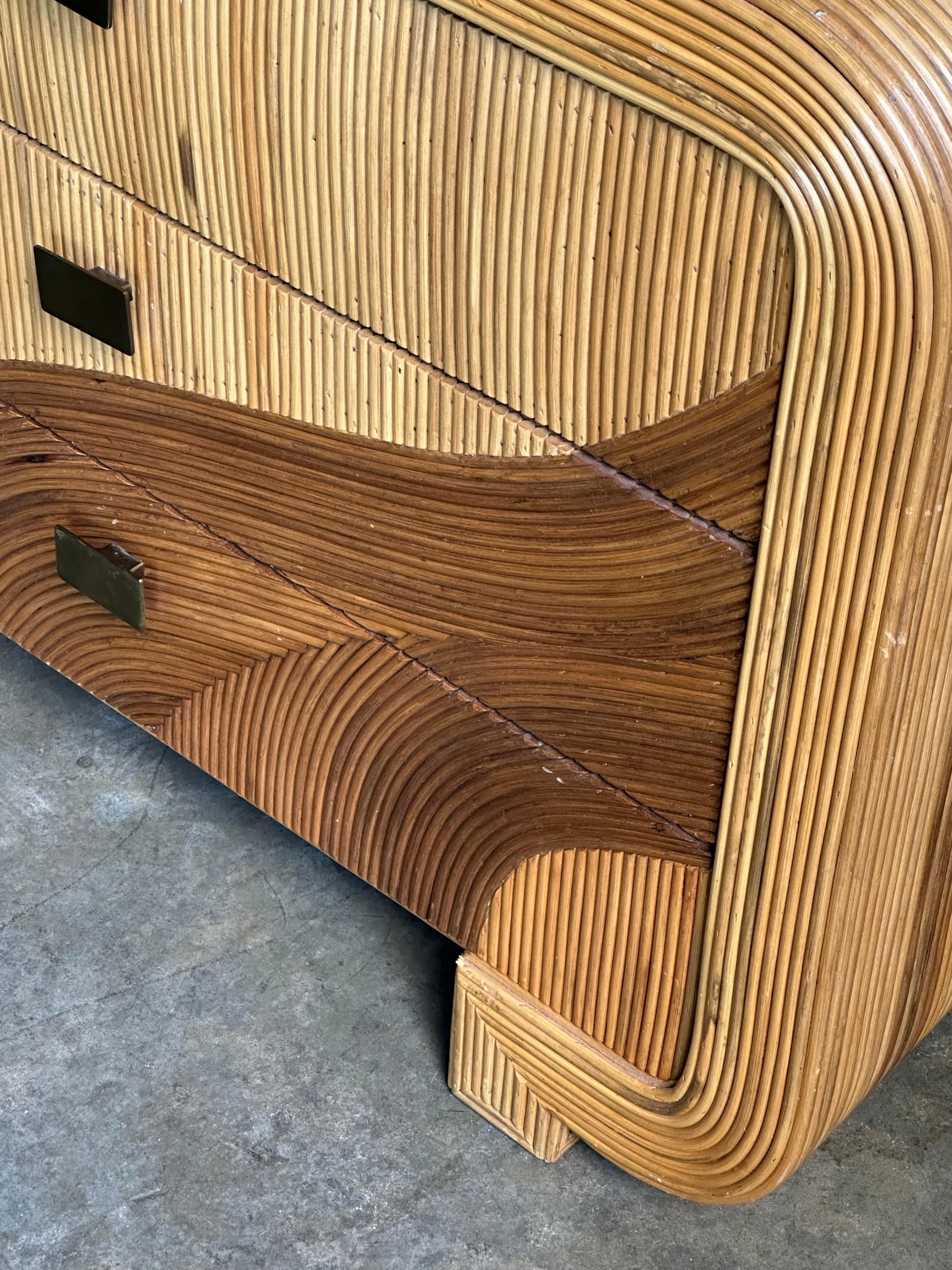 Frisman Vintage Organic Pencil Reed Bamboo Chest After Betty Cobonpue