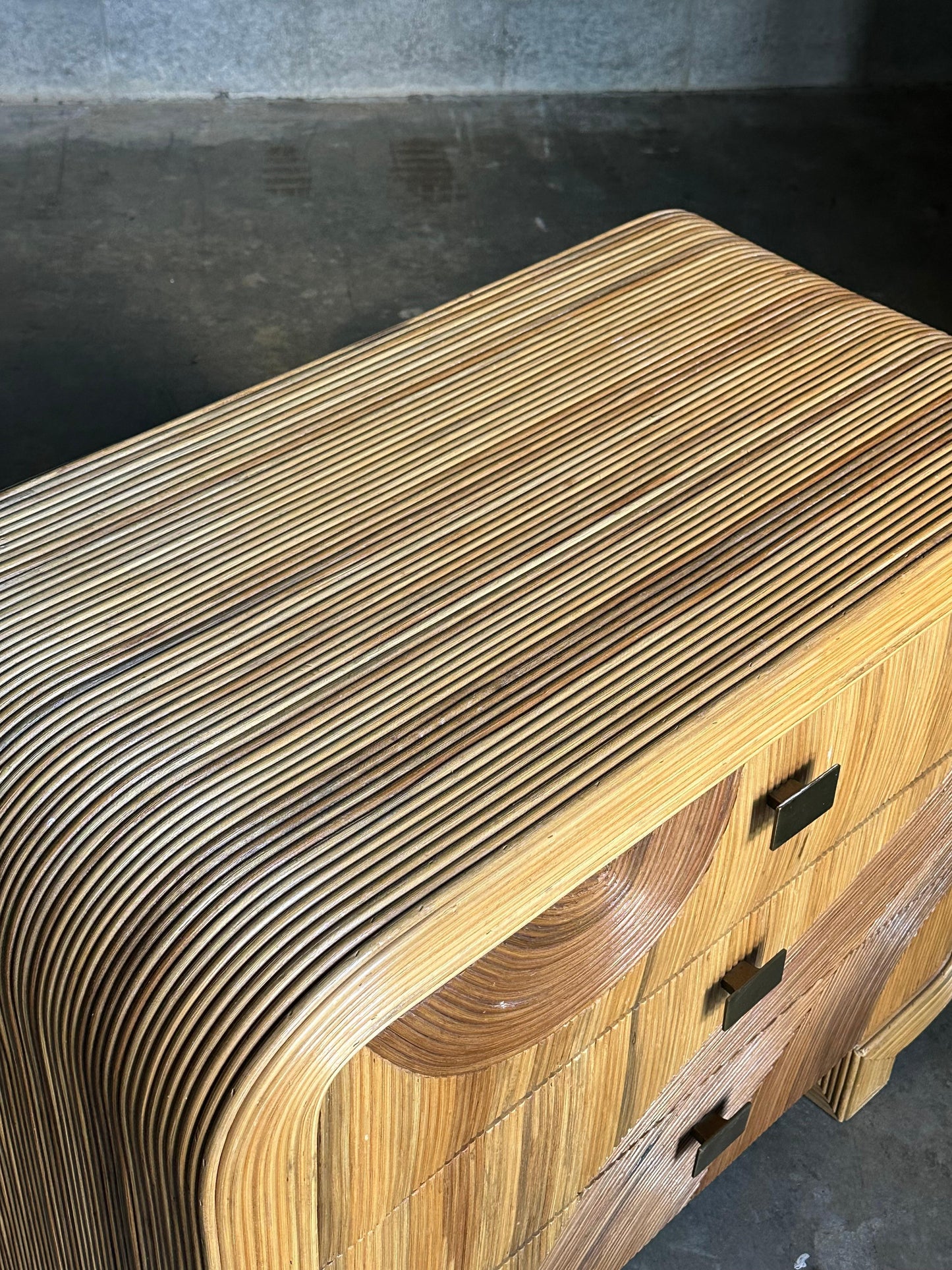 Frisman Vintage Organic Pencil Reed Bamboo Chest After Betty Cobonpue