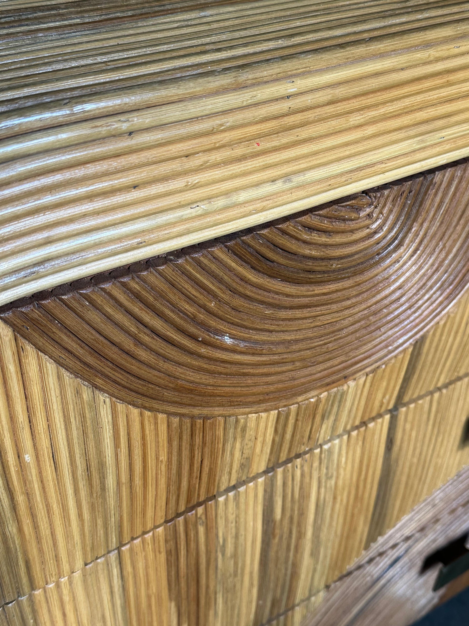 Frisman Vintage Organic Pencil Reed Bamboo Chest After Betty Cobonpue