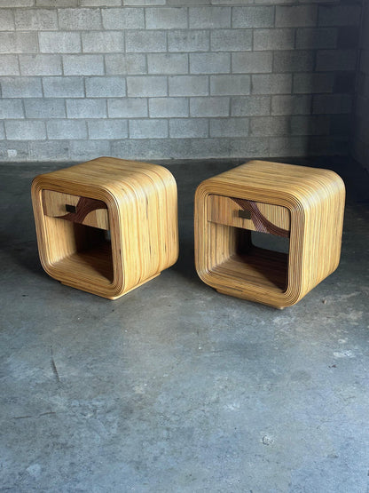 Frisman Vintage Pencil Reed Bamboo Nightstands After Betty Cobonpue