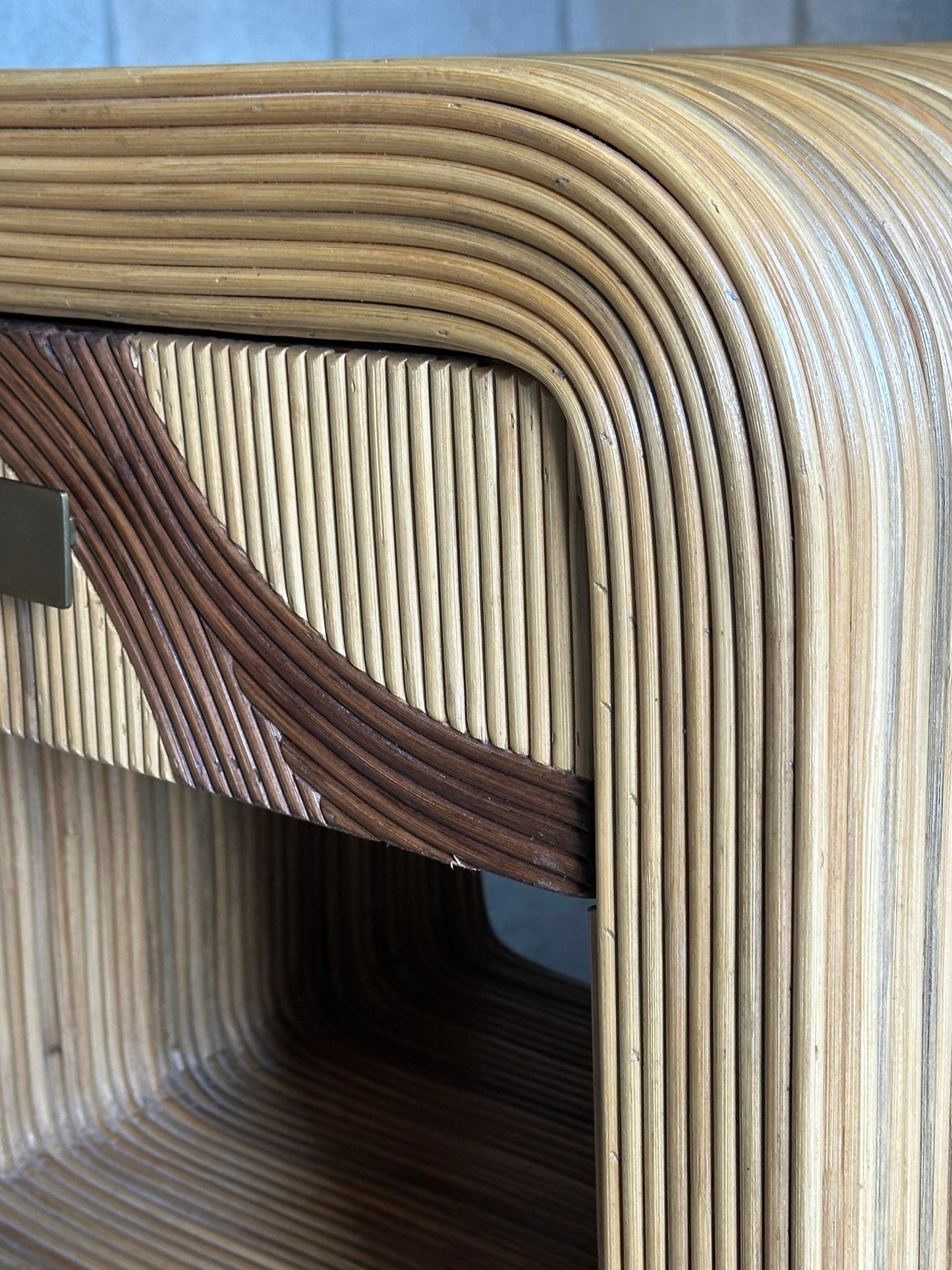 Frisman Vintage Pencil Reed Bamboo Nightstands After Betty Cobonpue