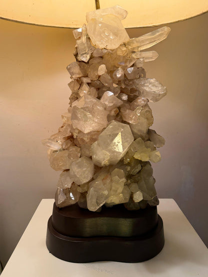 Frisman Vintage A Pair of Carole Stupell Rock Crystal Lamps With Original Shades ca' 1950's