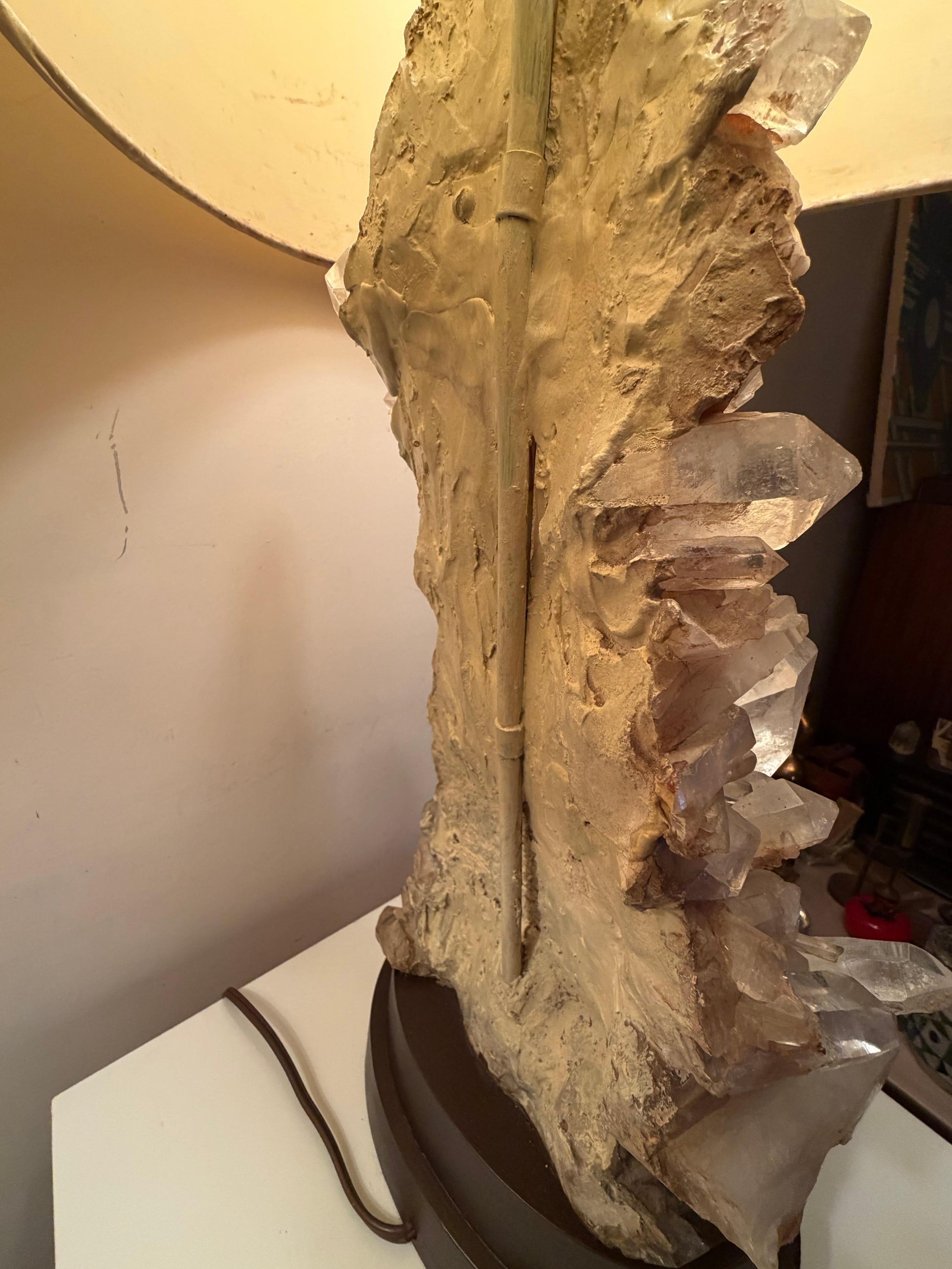 Frisman Vintage A Pair of Carole Stupell Rock Crystal Lamps With Original Shades ca' 1950's