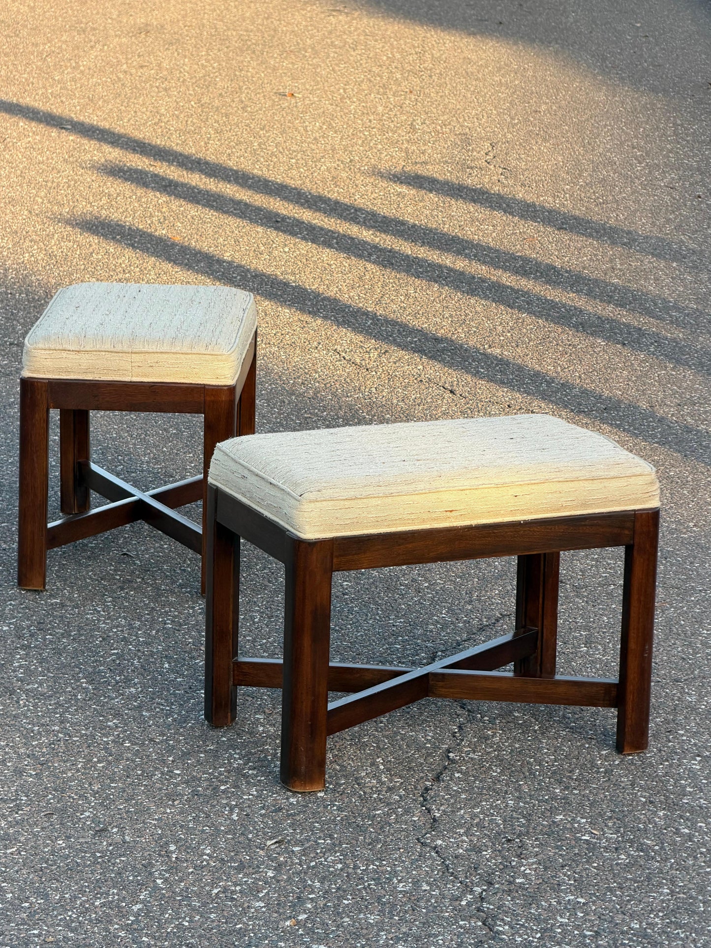 Frisman Vintage A Pair Of Classic X Base Upholstered Benches By Drexel Heritage ca' 1960's