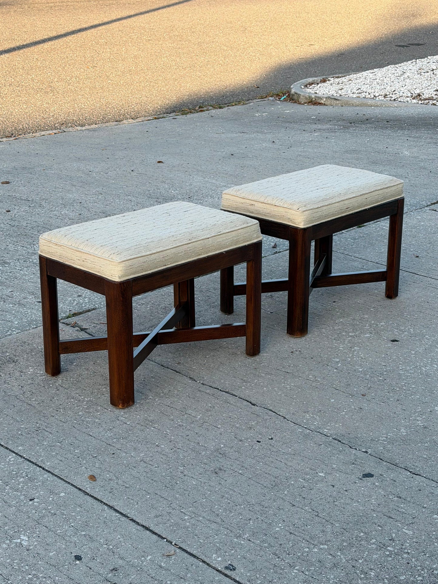 Frisman Vintage A Pair Of Classic X Base Upholstered Benches By Drexel Heritage ca' 1960's