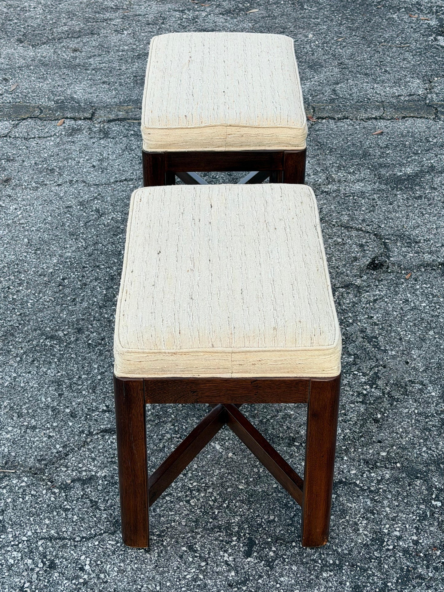 Frisman Vintage A Pair Of Classic X Base Upholstered Benches By Drexel Heritage ca' 1960's