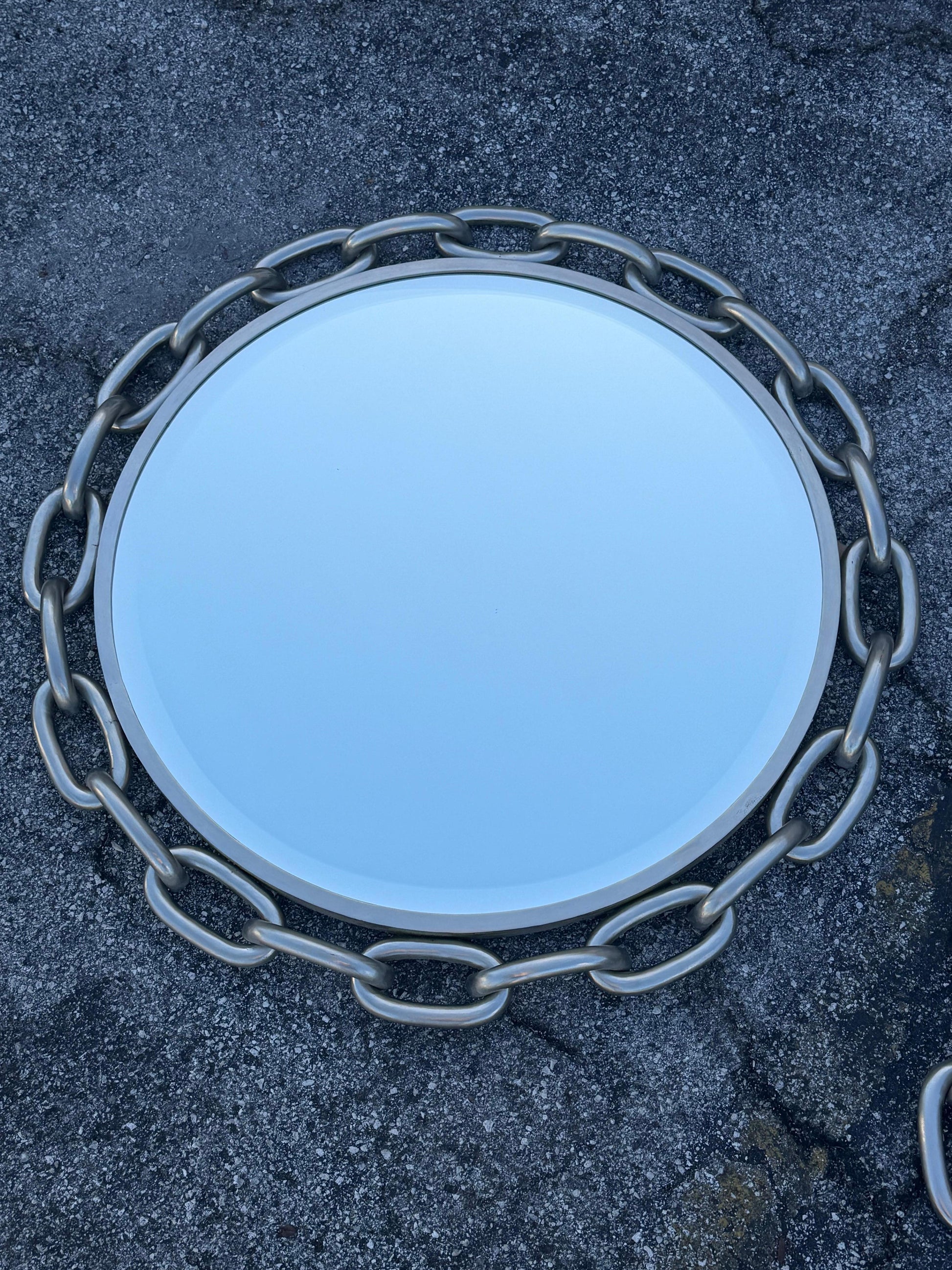 Frisman Vintage A Pair Of Chainlink Steel Industrial Style Mirrors Heavy