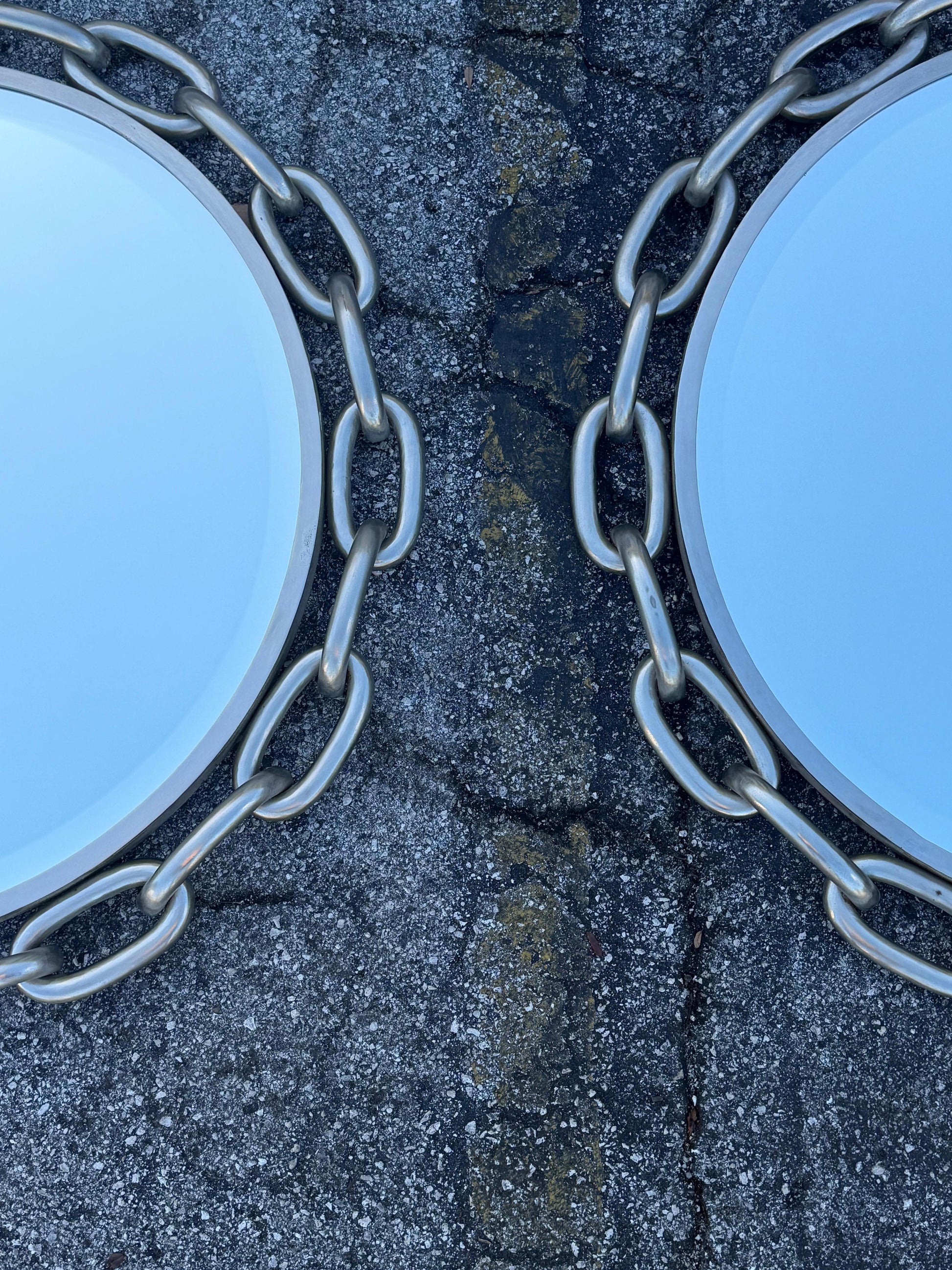 Frisman Vintage A Pair Of Chainlink Steel Industrial Style Mirrors Heavy