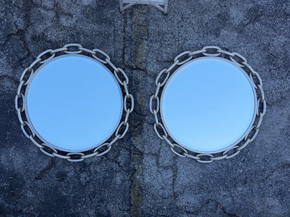 Frisman Vintage A Pair Of Chainlink Steel Industrial Style Mirrors Heavy
