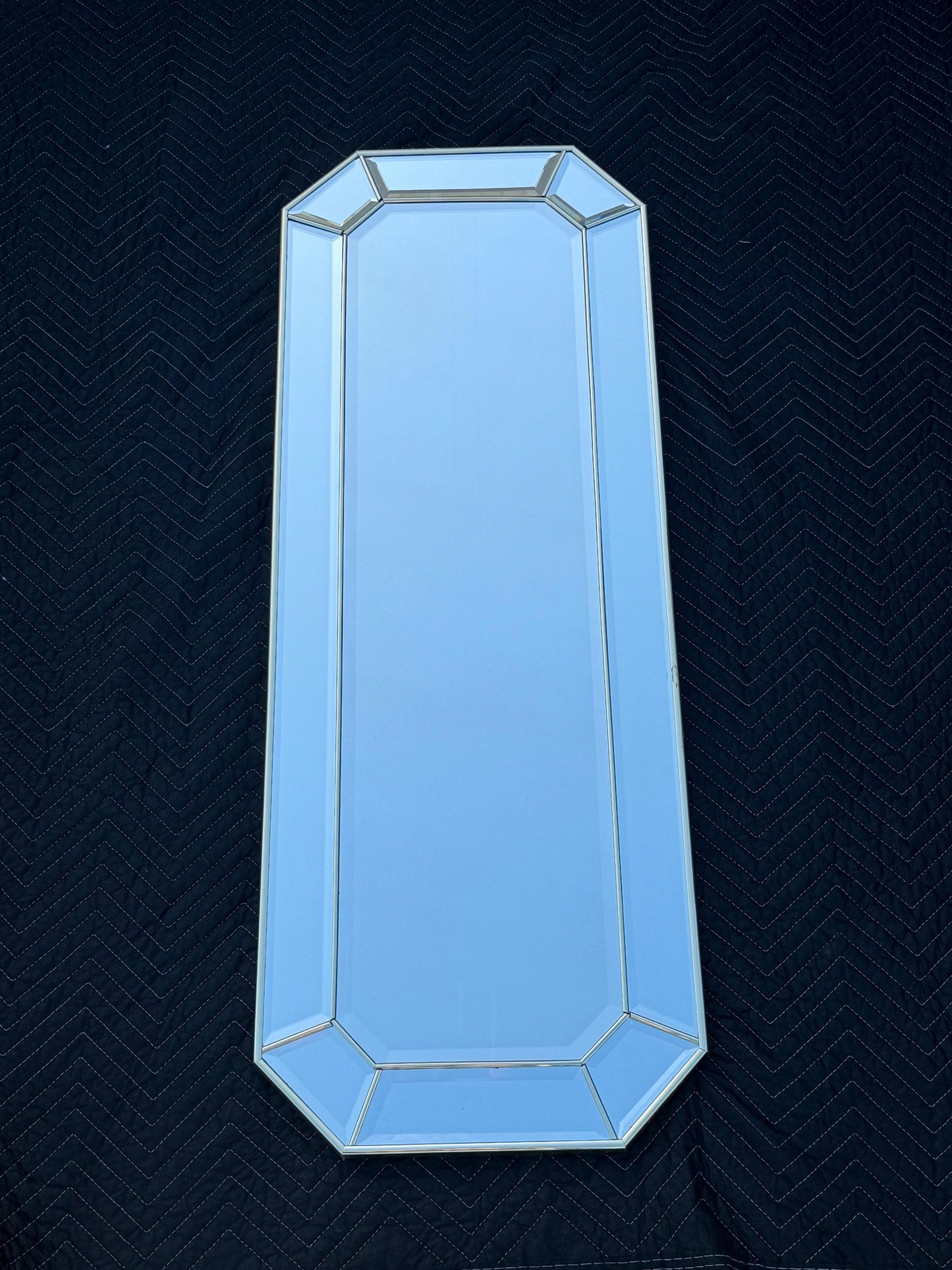 Frisman Vintage Unusual Narrow Octagon Mirror With Bevelled Edges ca' 1970's