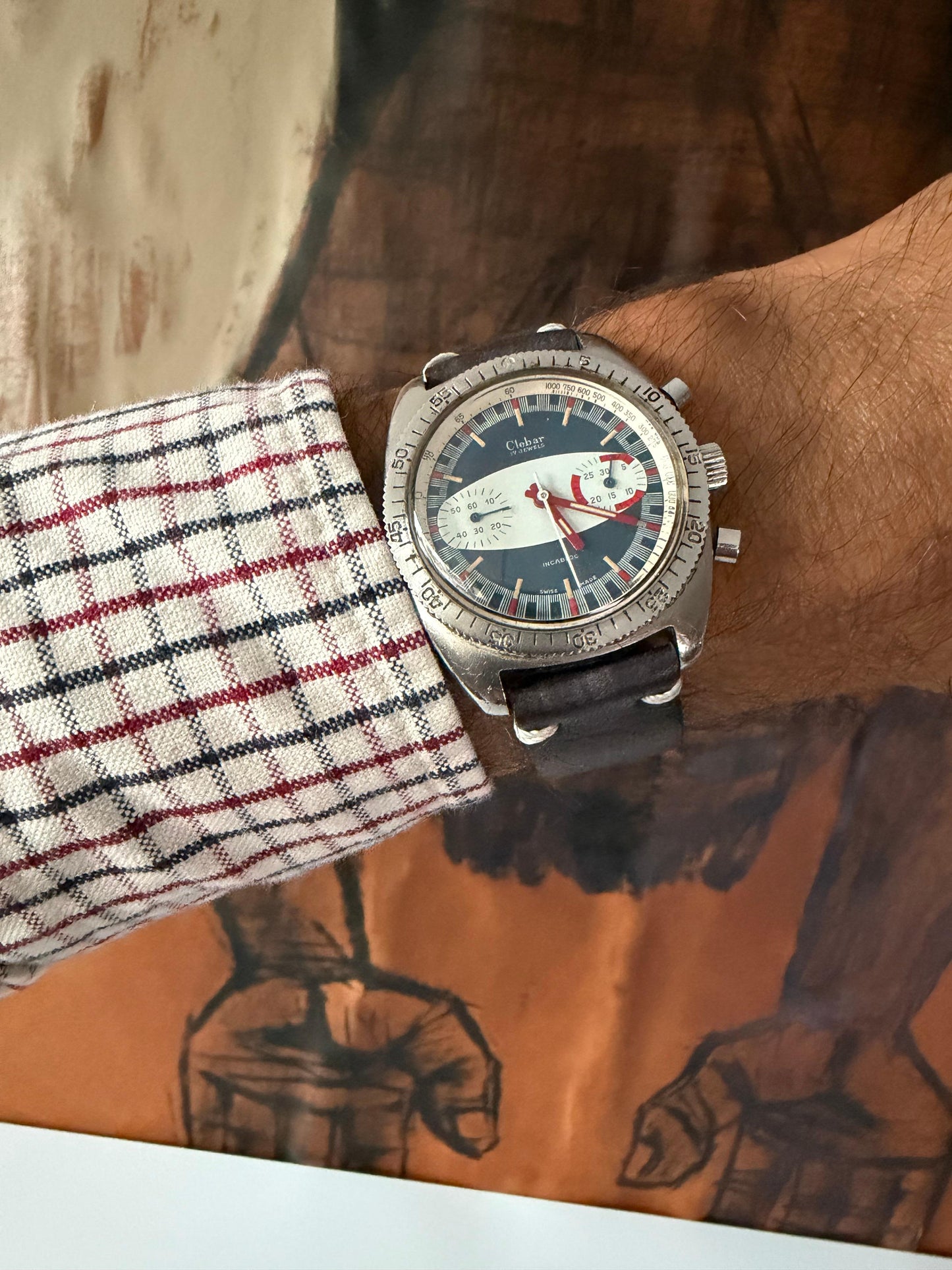 Frisman Vintage A Fun "Surfboard" Chronograph Dive Watch By Clebar Switzerland ca' 1970's