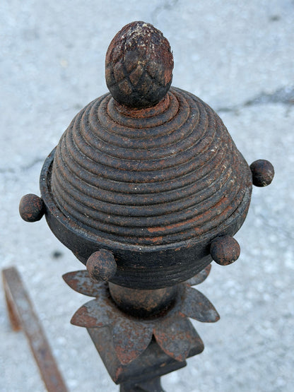 Frisman Vintage Large Decorative Wrought Iron Andirons ca' 1930's