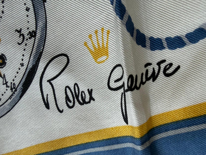 Frisman Vintage Vintage Rolex Made in Switzerland 100% Silk Scarf with Pocket Watch Design