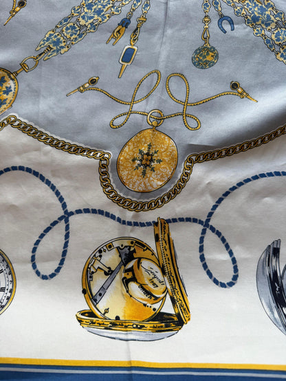 Frisman Vintage Vintage Rolex Made in Switzerland 100% Silk Scarf with Pocket Watch Design