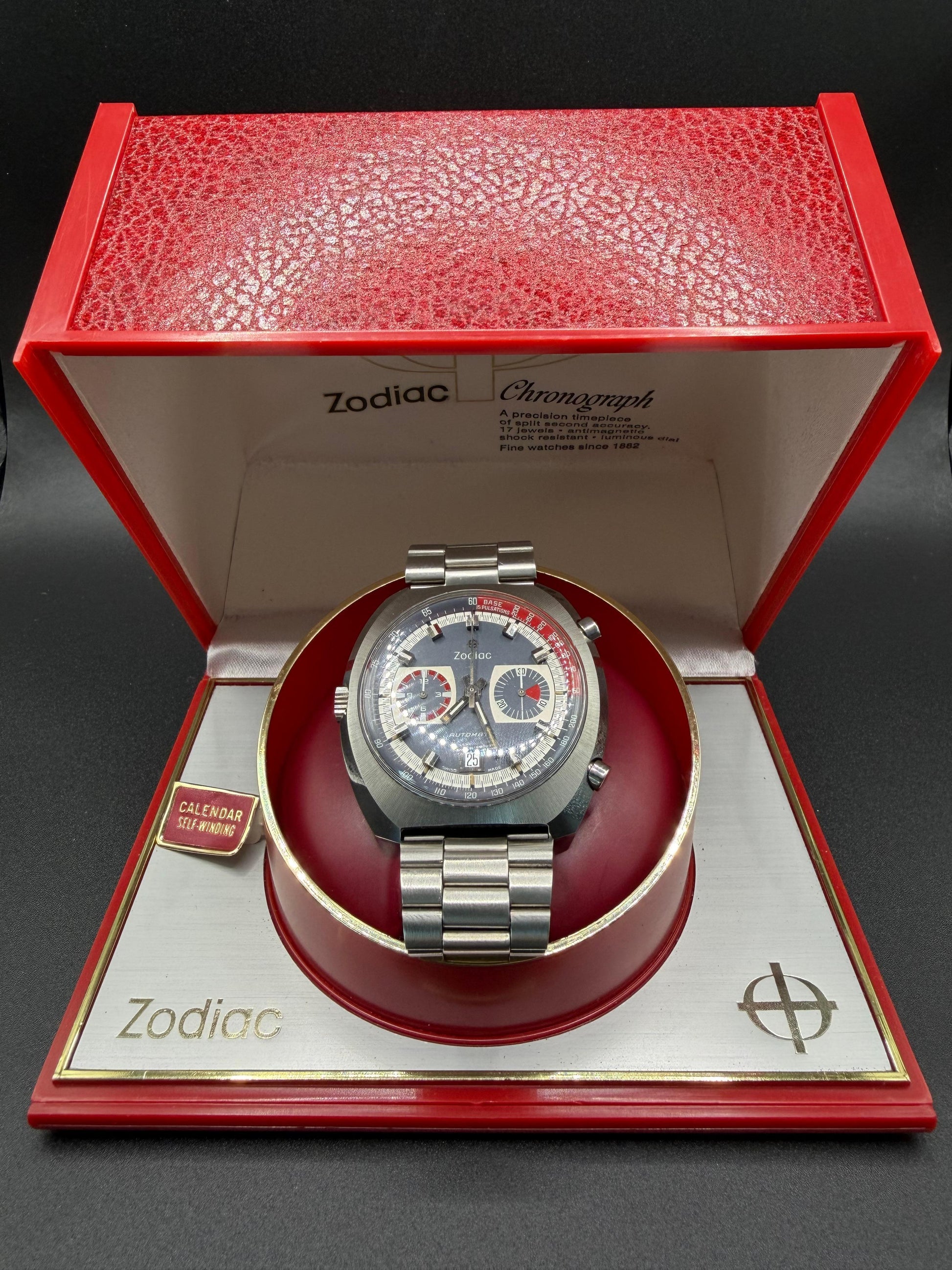 Frisman Vintage 1970s Zodiac Chronograph Stainless Steel 44mm Watch