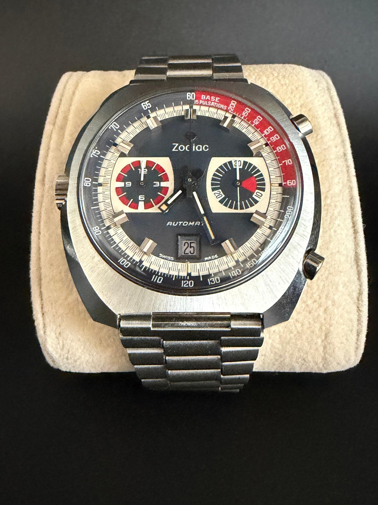 Frisman Vintage 1970s Zodiac Chronograph Stainless Steel 44mm Watch