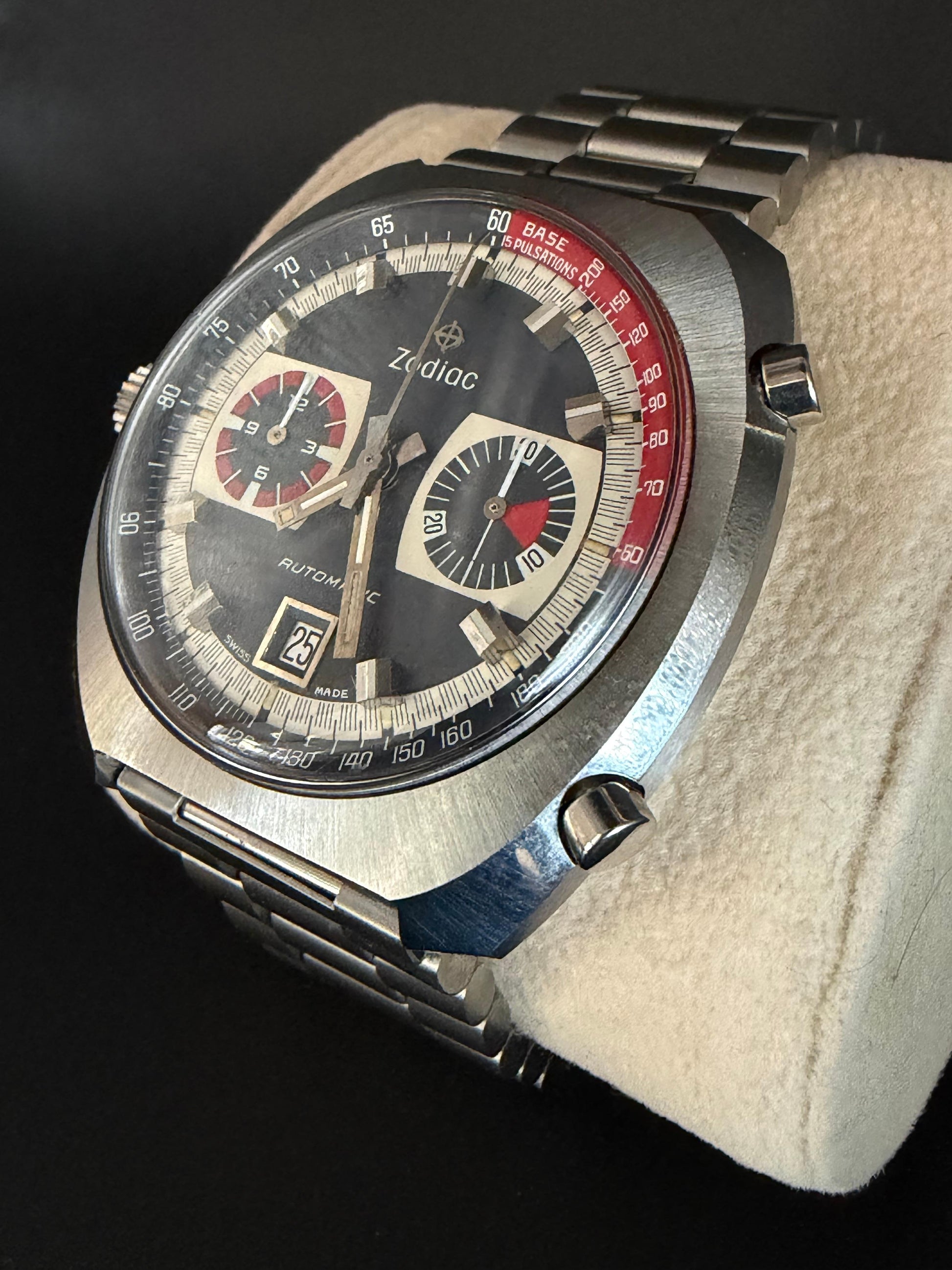 Frisman Vintage 1970s Zodiac Chronograph Stainless Steel 44mm Watch