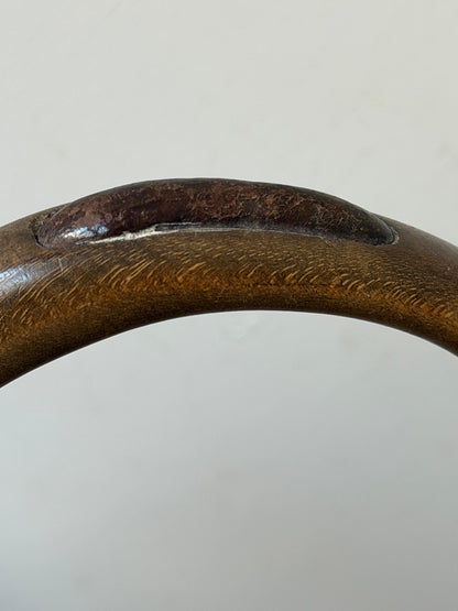 Frisman Vintage GUCCI Vintage 70s Brown Leather Handbag Wood Handle Bag Rare