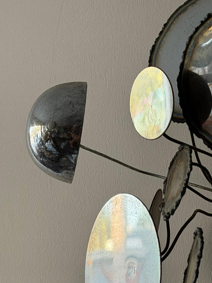 Frisman Vintage American Vintage Metal Wall Mirror Sculpture Raindrops by Curtis Jere ca' 1970