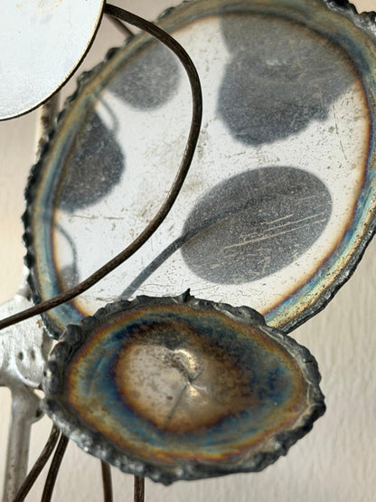 Frisman Vintage American Vintage Metal Wall Mirror Sculpture Raindrops by Curtis Jere ca' 1970