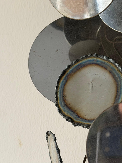 Frisman Vintage American Vintage Metal Wall Mirror Sculpture Raindrops by Curtis Jere ca' 1970