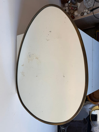 Frisman Vintage Vintage Italian Brass Mirror Egg Shape Brass ca' 1970's