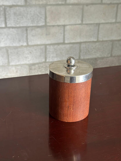 Frisman Vintage 1940s Jacob Ängman Teak and Silver Lidded Jar for G.A.B.