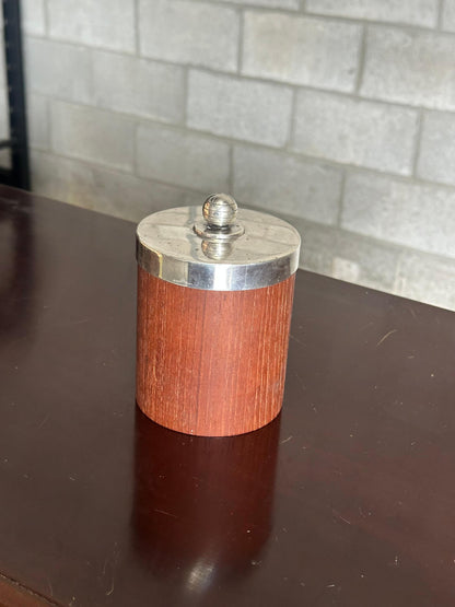 Frisman Vintage 1940s Jacob Ängman Teak and Silver Lidded Jar for G.A.B.