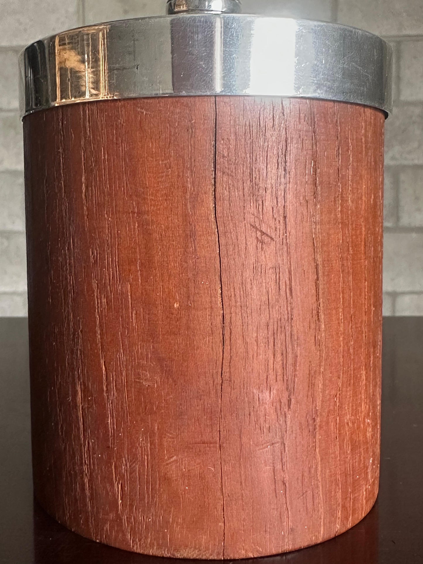 Frisman Vintage 1940s Jacob Ängman Teak and Silver Lidded Jar for G.A.B.