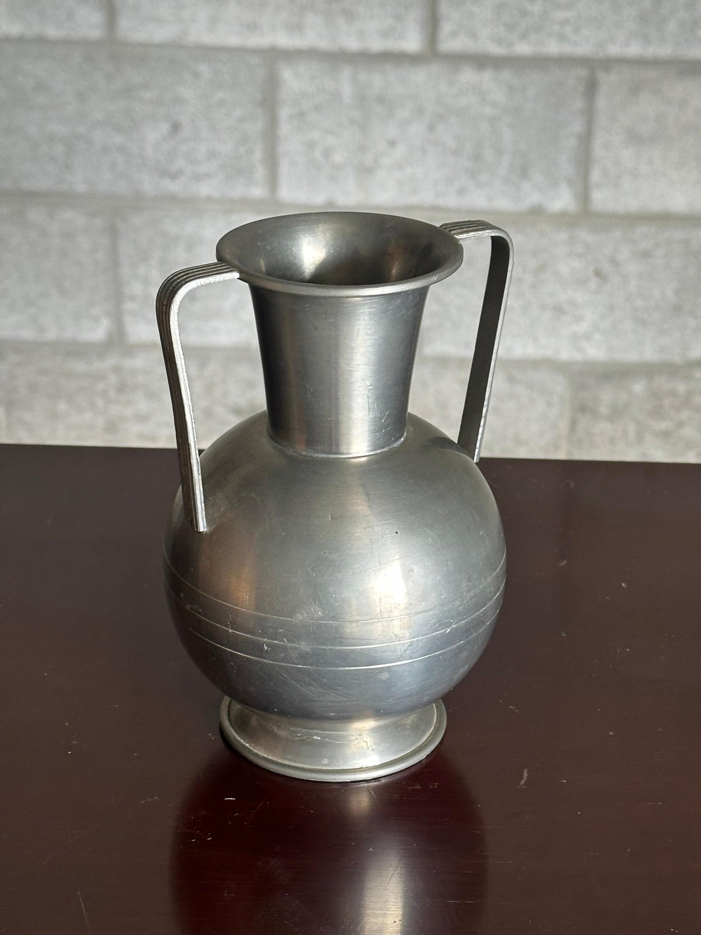 Frisman Vintage 1930s Swedish Pewter Handled Vase by Svenskt Tenn Handarbete