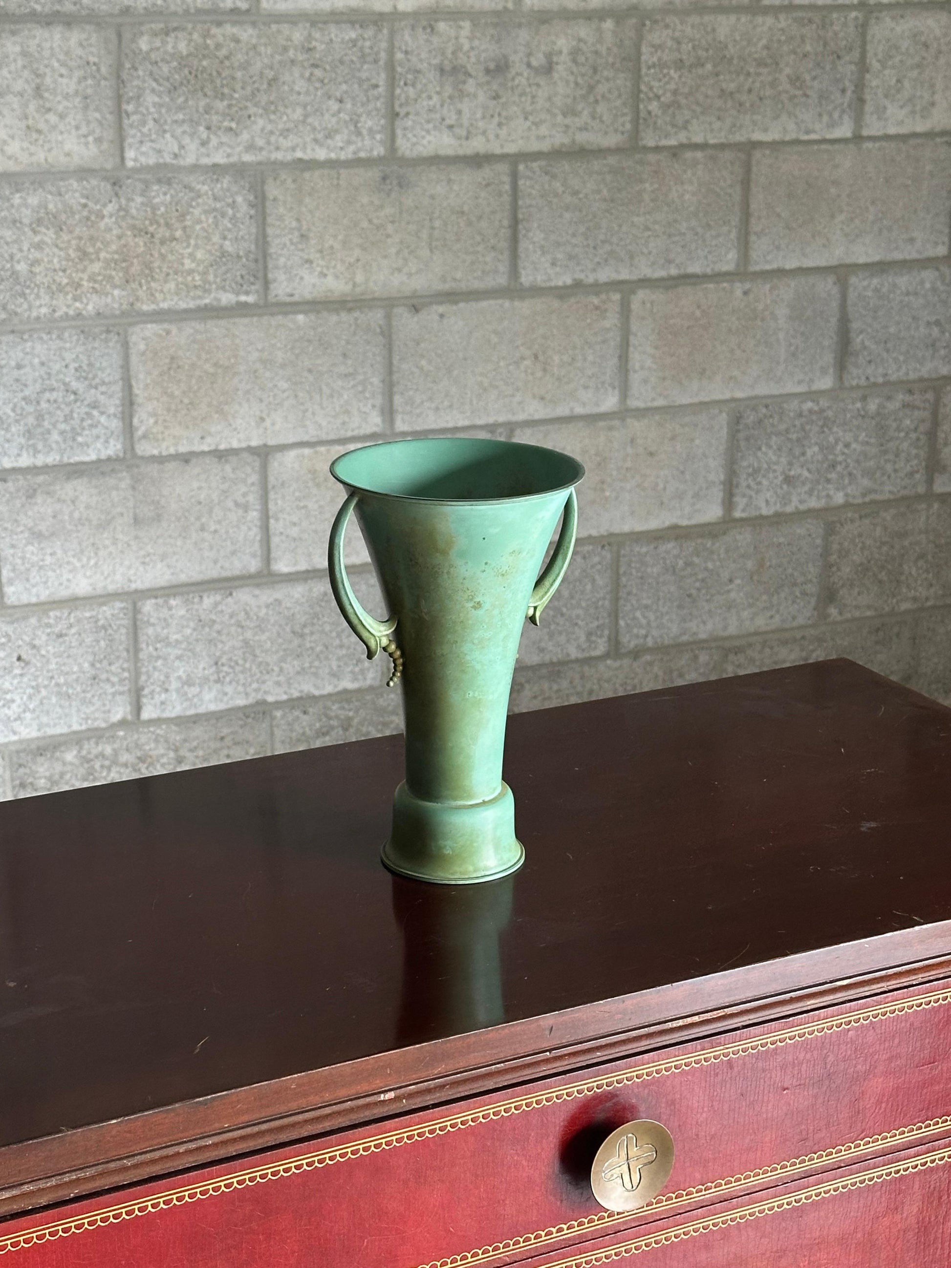 Frisman Vintage 1940s Swedish Bronze Handled Vase by Ystad Metall Bronze