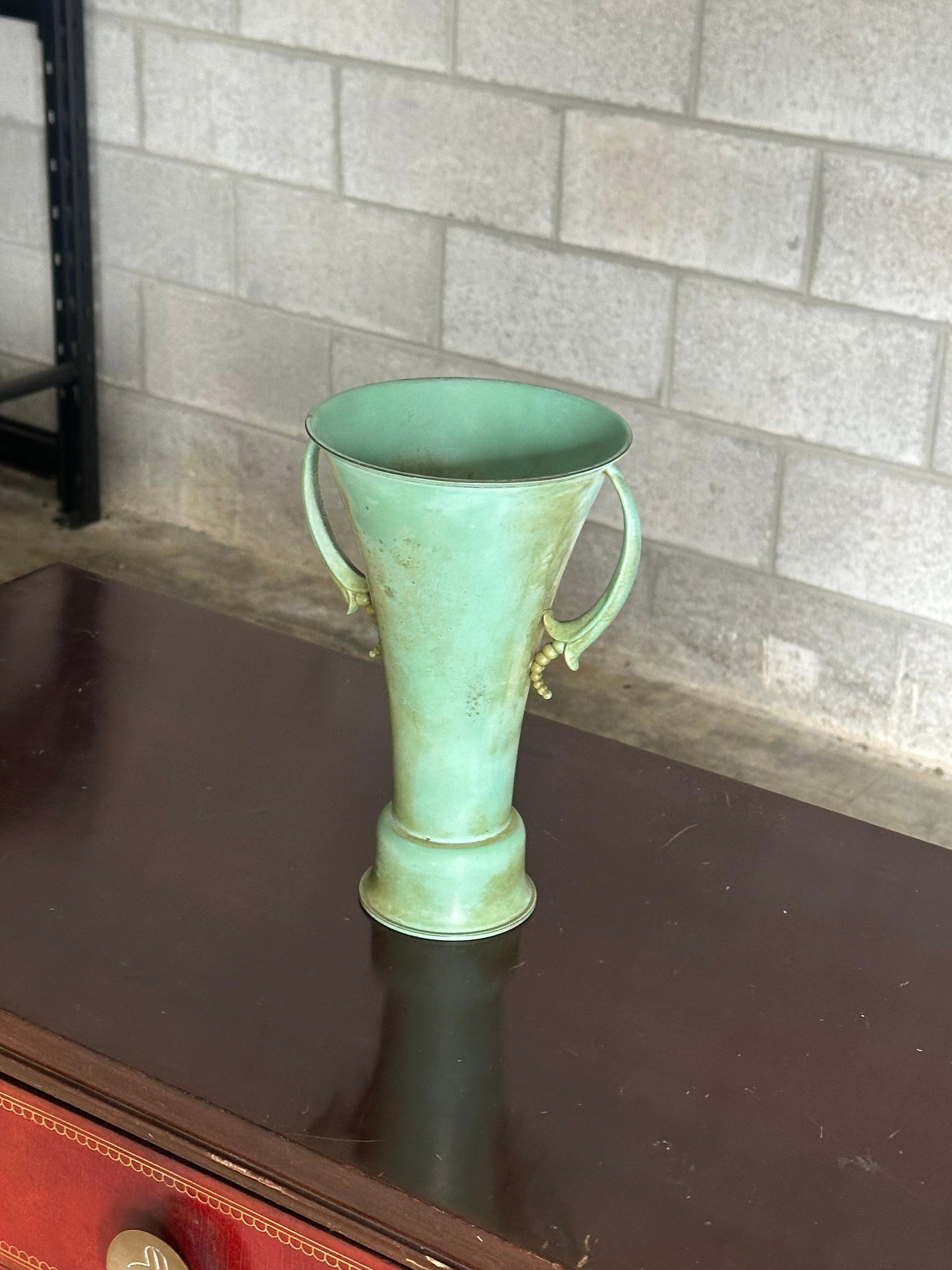 Frisman Vintage 1940s Swedish Bronze Handled Vase by Ystad Metall Bronze