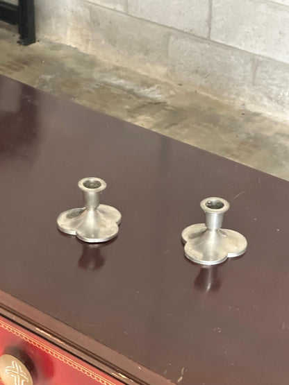 Frisman Vintage 1930s Pewter Candle Holders by Just Andersen, Denmark- A Pair
