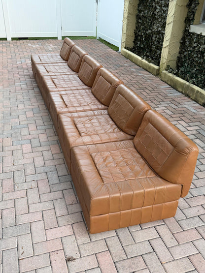 Frisman Vintage Percival Lafer Leather Patchwork Modular Sofas ca' 1960's Living Room