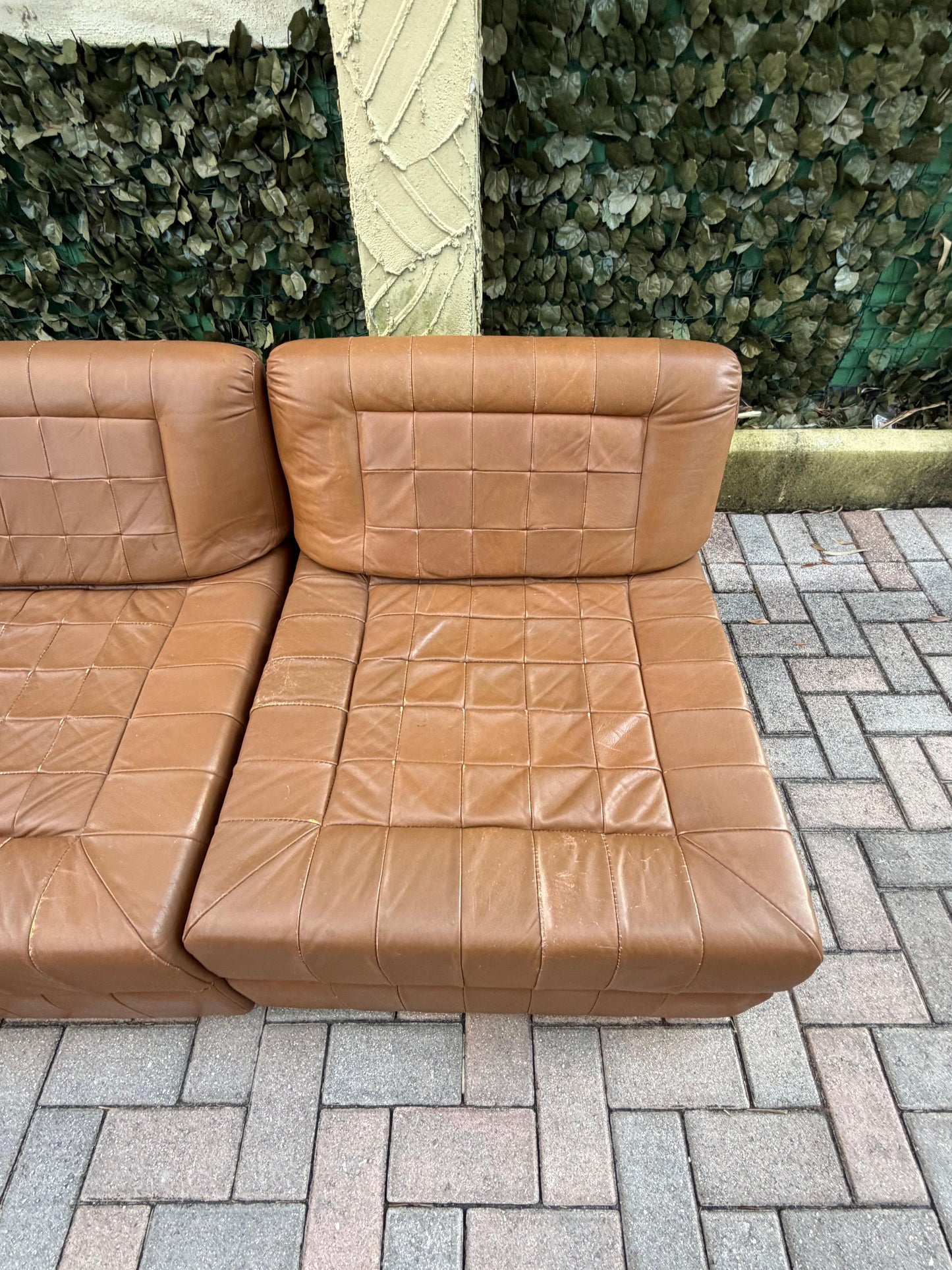 Frisman Vintage Percival Lafer Leather Patchwork Modular Sofas ca' 1960's Living Room