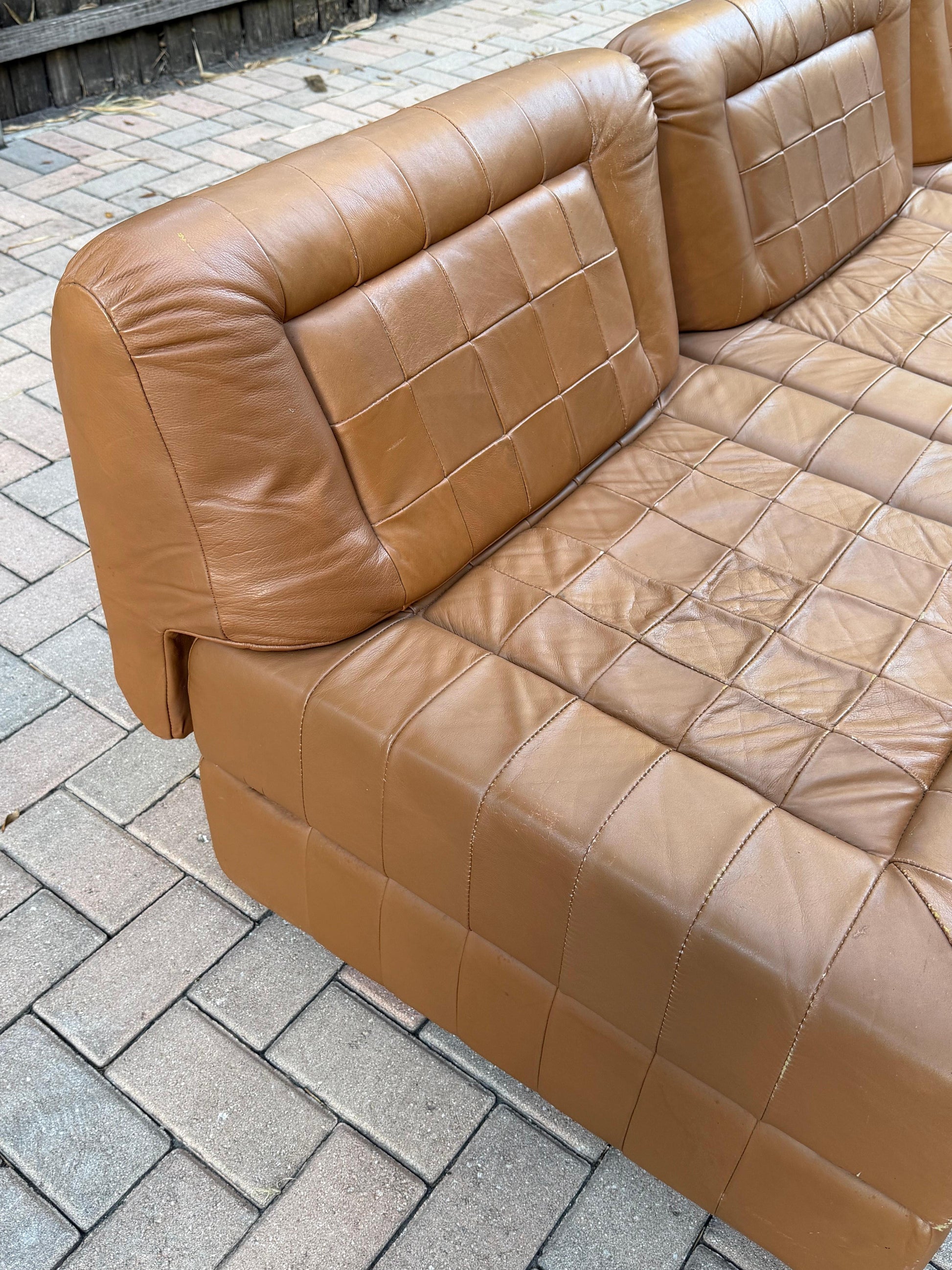 Frisman Vintage Percival Lafer Leather Patchwork Modular Sofas ca' 1960's Living Room