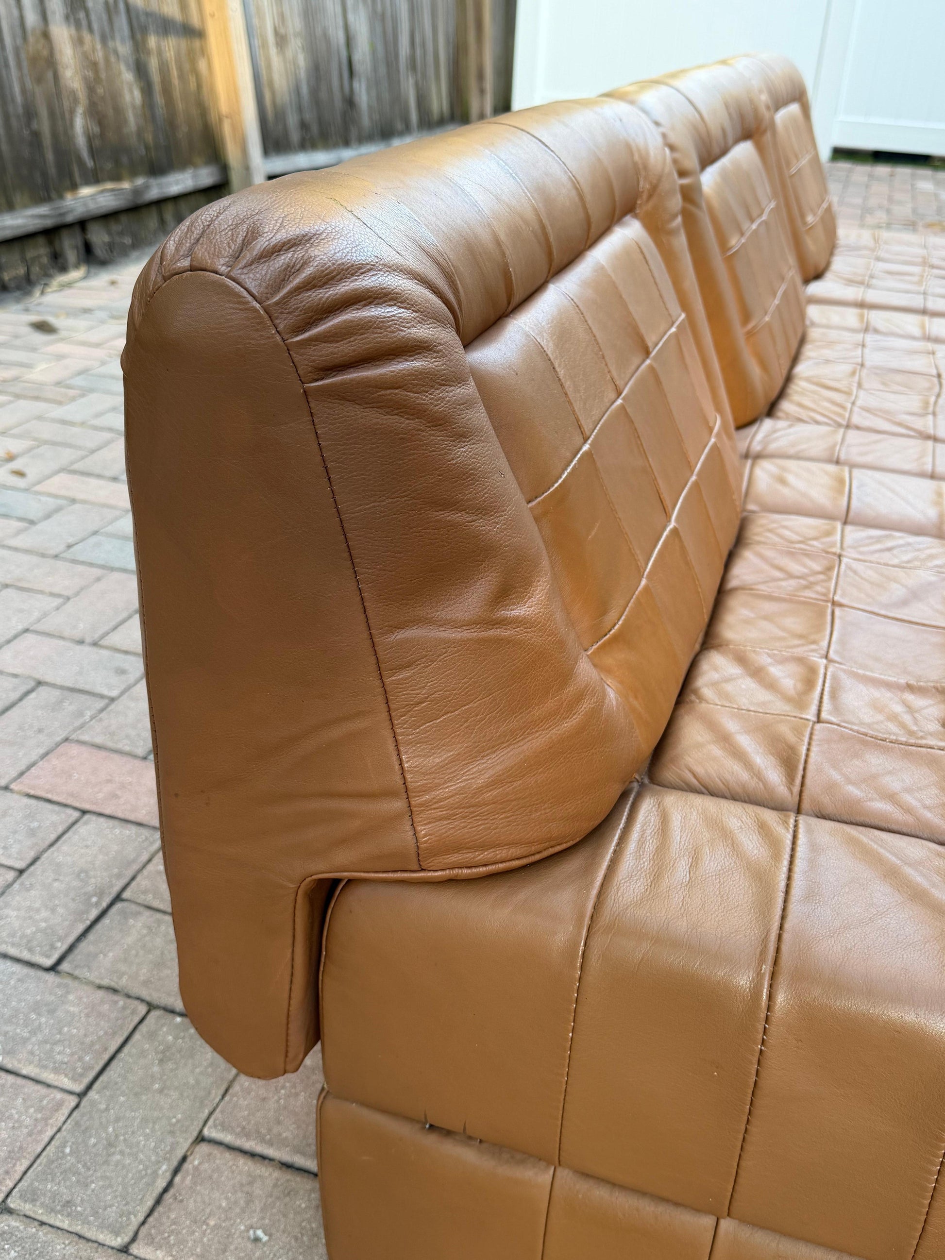 Frisman Vintage Percival Lafer Leather Patchwork Modular Sofas ca' 1960's Living Room