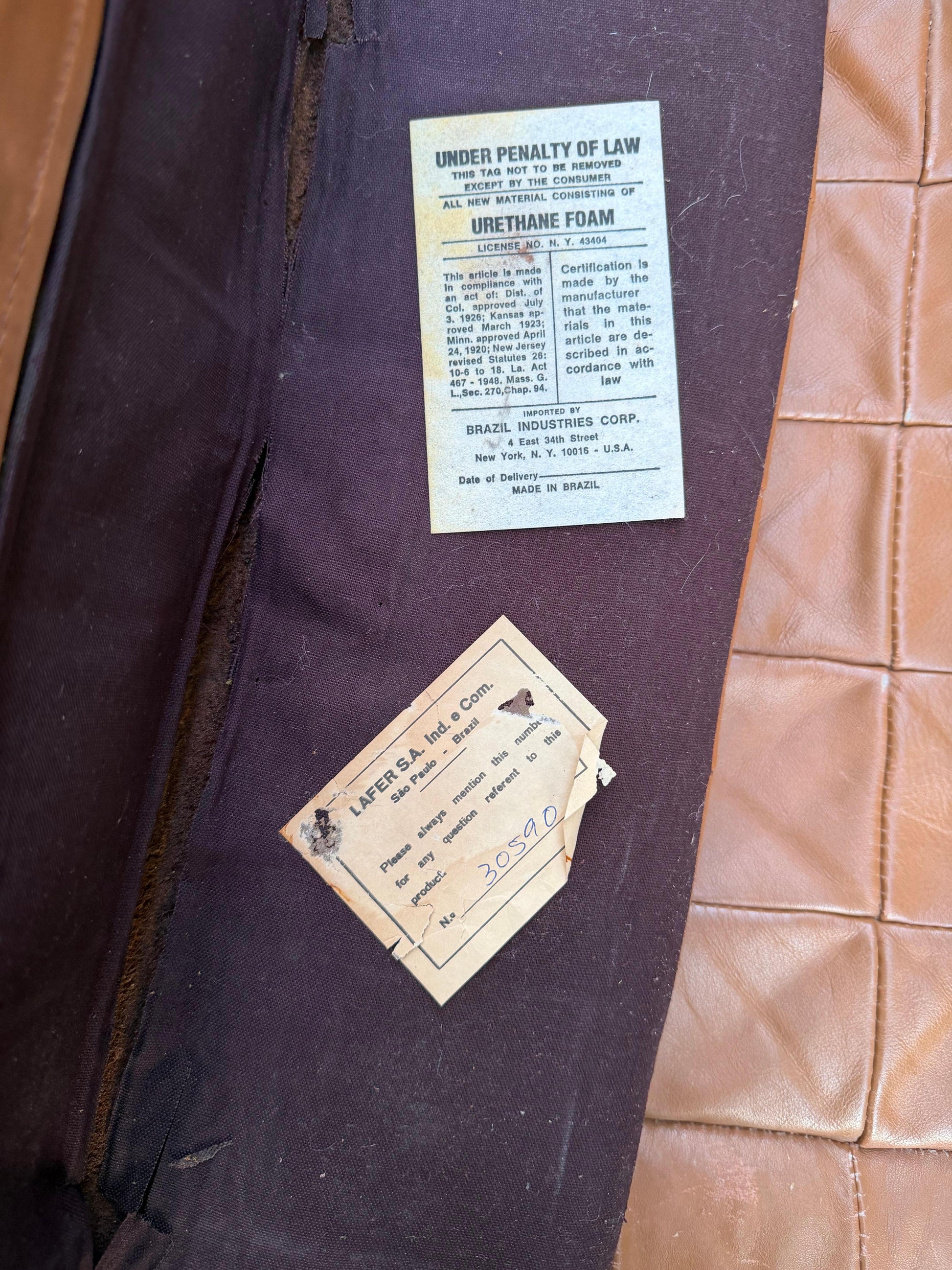 Frisman Vintage Percival Lafer Leather Patchwork Modular Sofas ca' 1960's Living Room