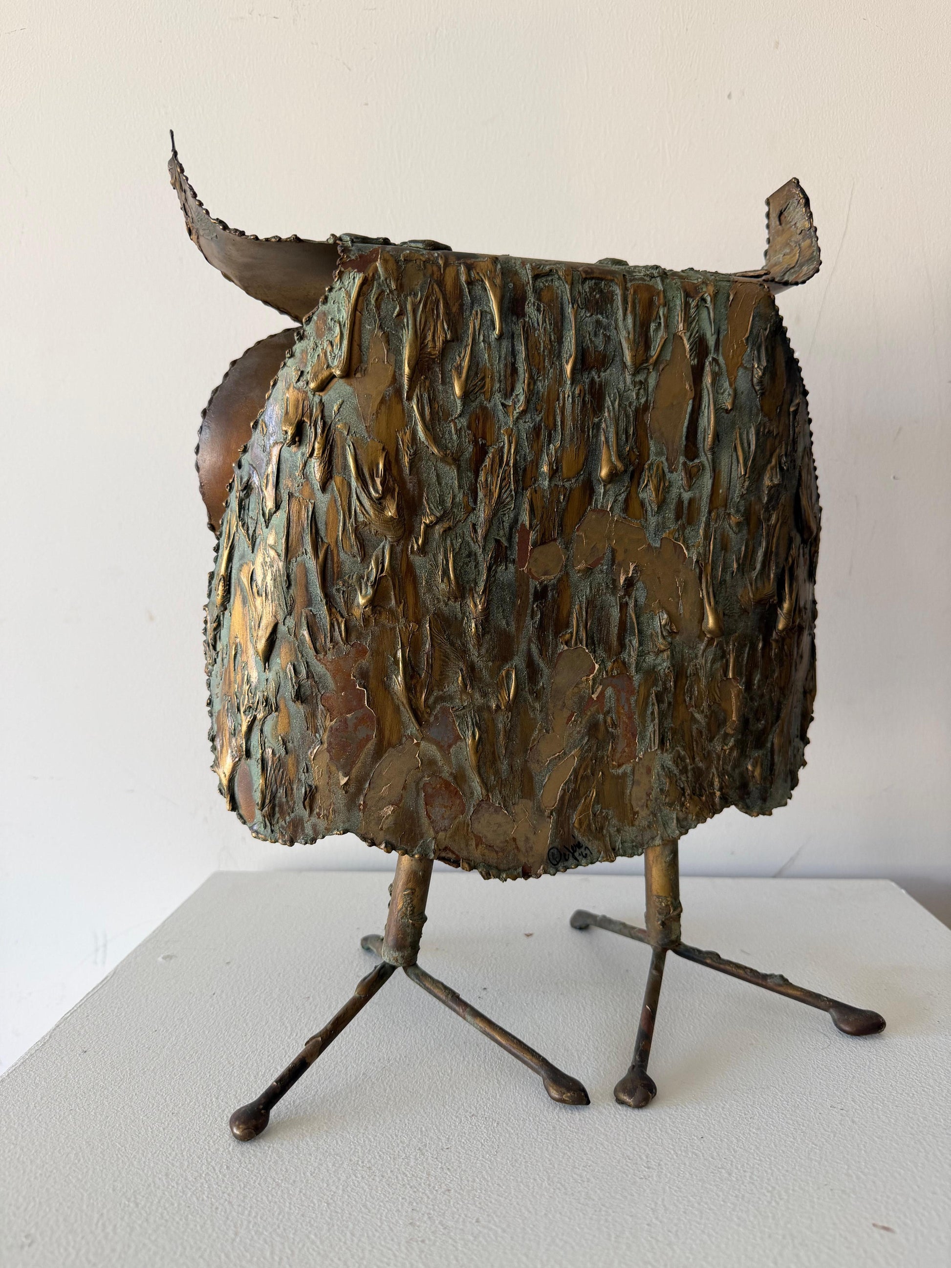 Frisman Vintage A Brutalist Owl By Jere Signed 1967 Large!