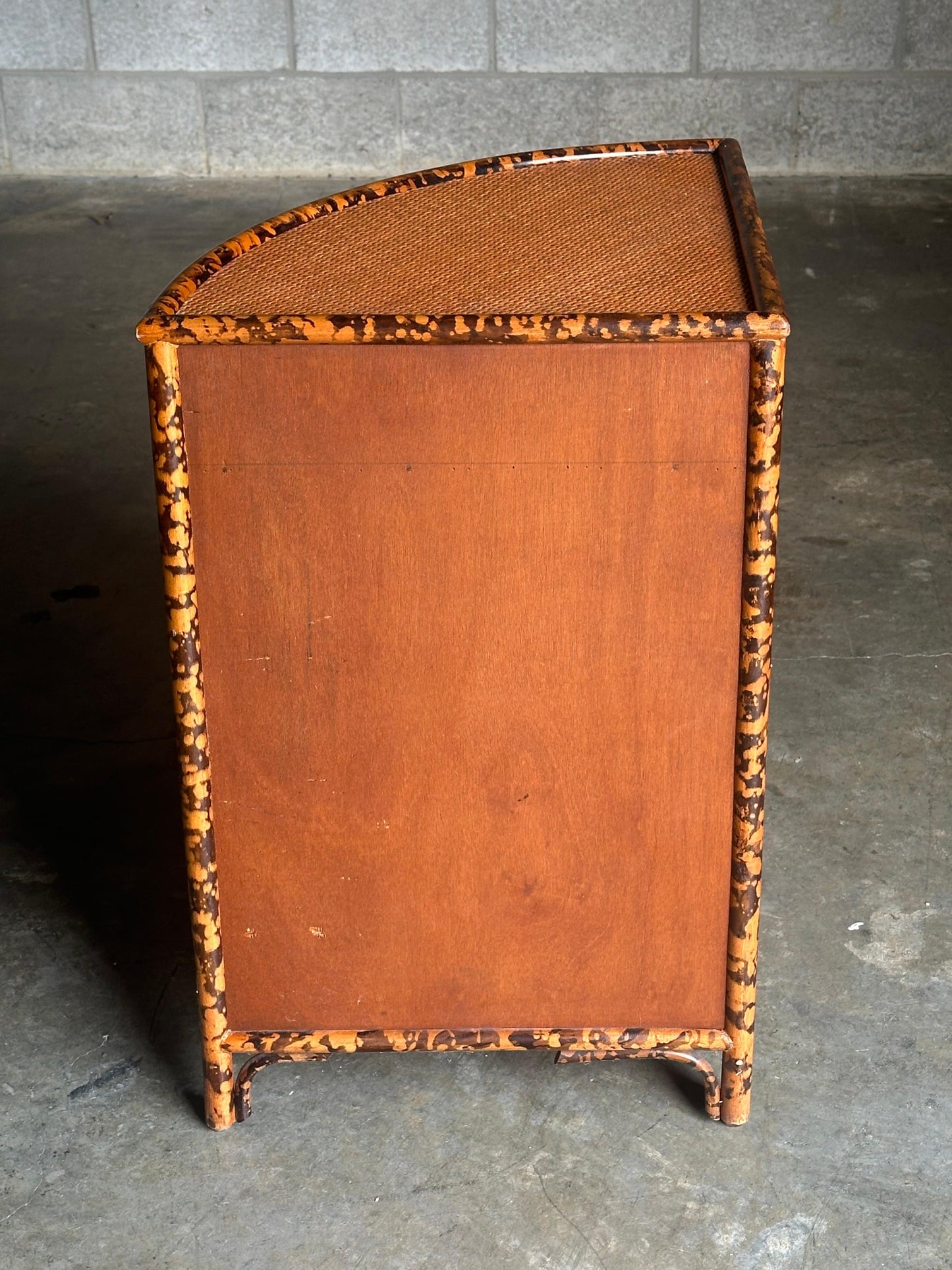 Frisman Vintage 1980s British Colonial Style Bamboo and Cane Corner Cabinet