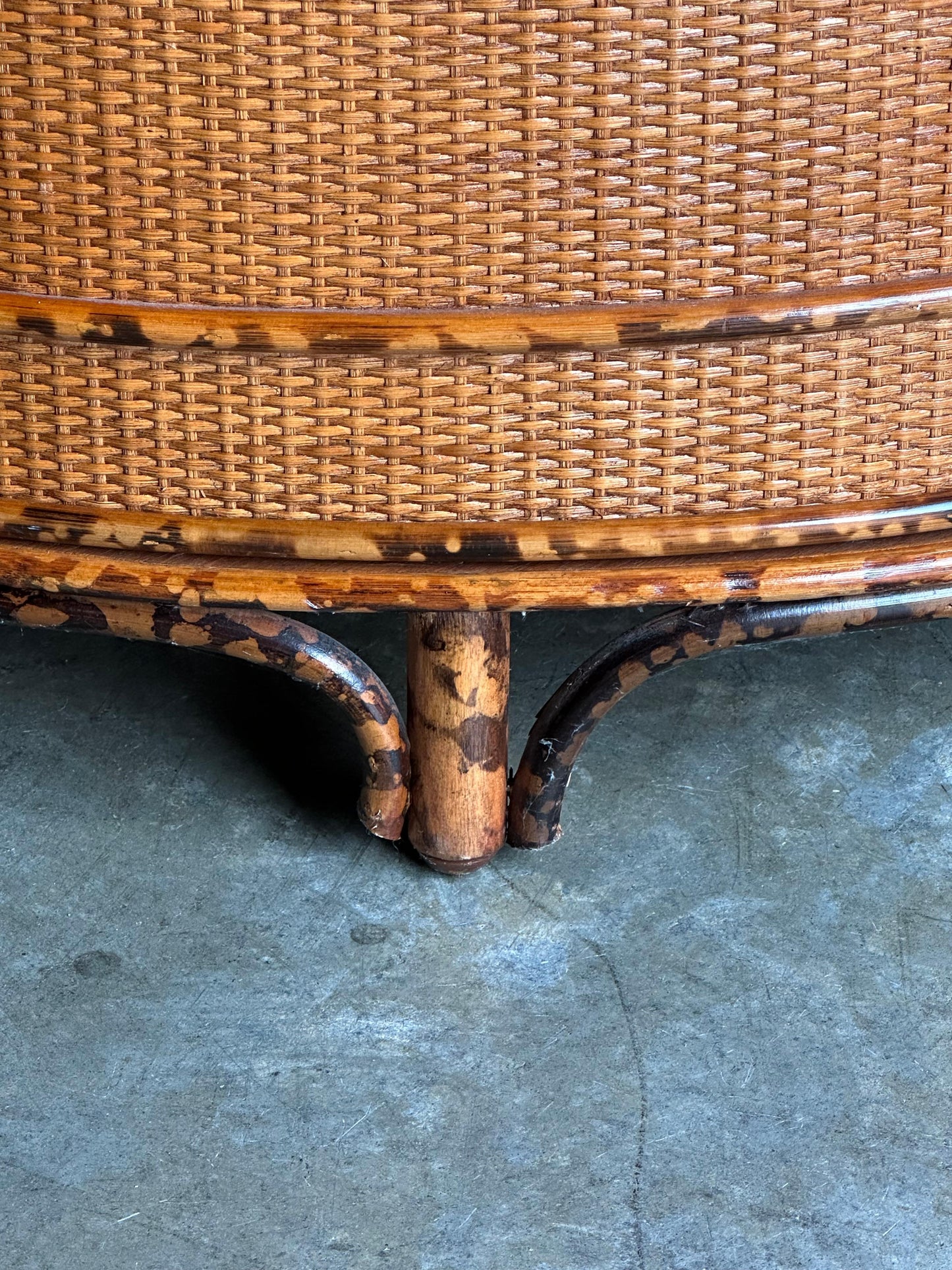 Frisman Vintage 1980s British Colonial Style Bamboo and Cane Corner Cabinet