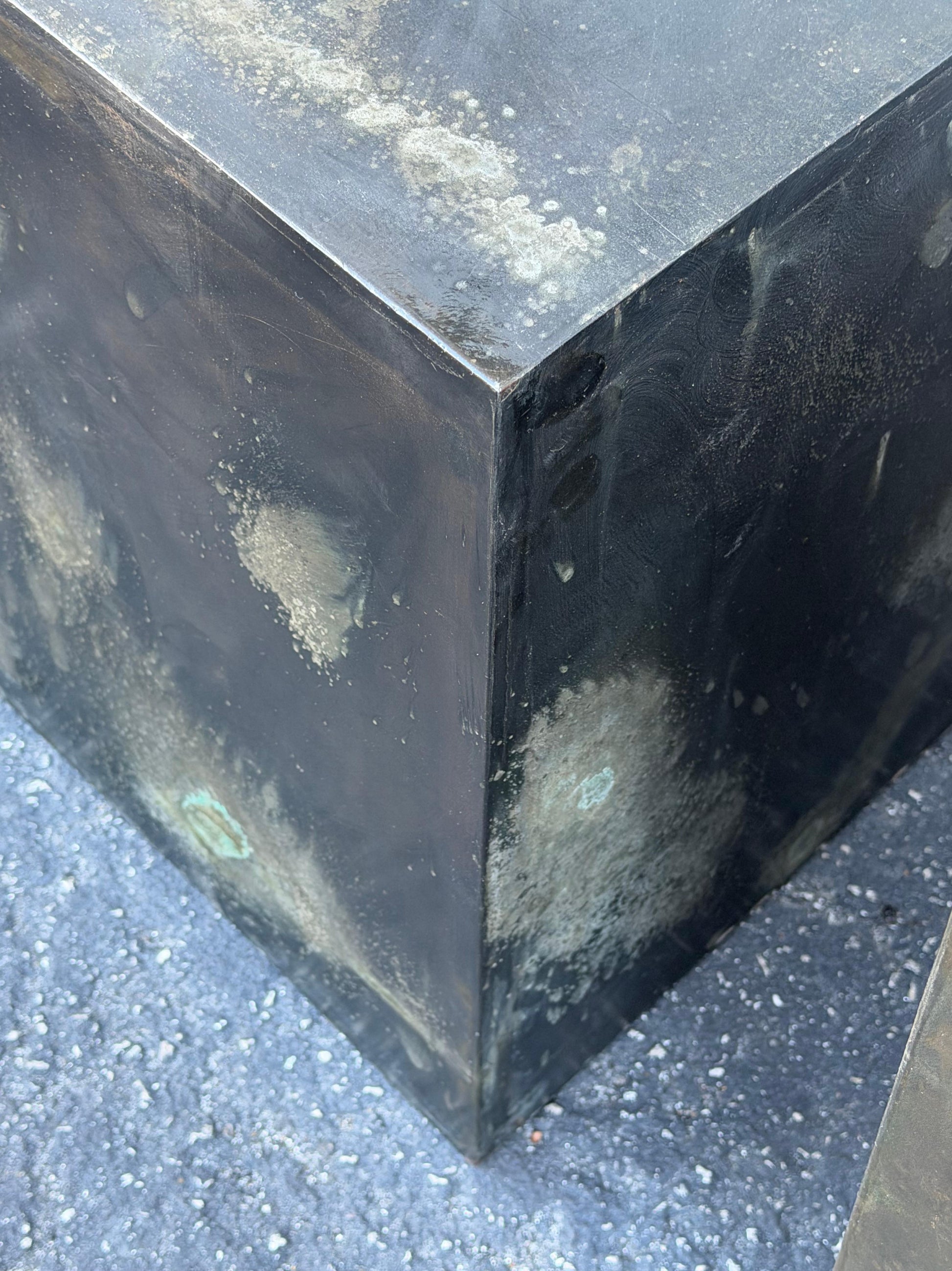 Frisman Vintage A Patinated Steel Cube Pedestal Custom Made